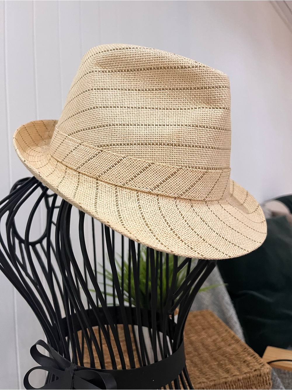 Beige Paper Straw Fedora- Neutral Tone